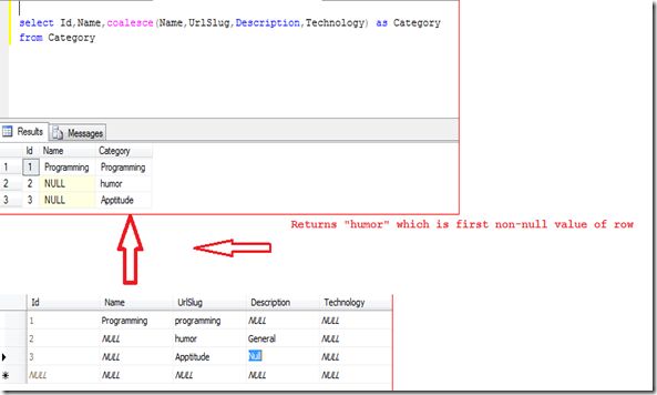 returns value of first non-null column